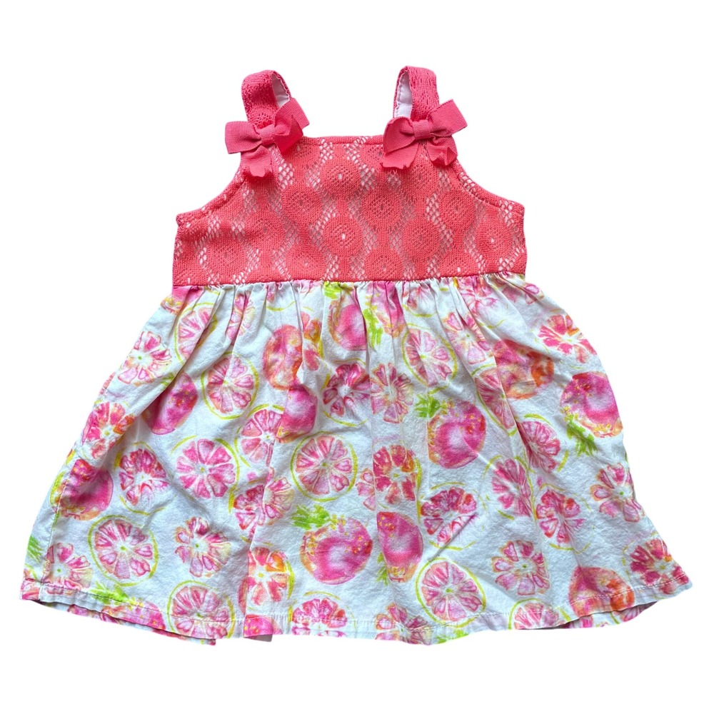 Sweet Heart Toddler Girls Pink Lace Fruit Print Bow Dress 24M